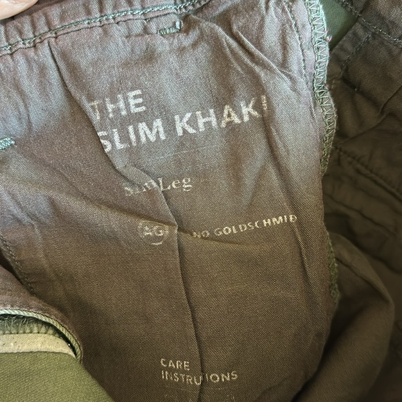 AG Adriano Goldschmied Slim Khaki Pants Green Size 32R Men’s - Picture 8 of 9